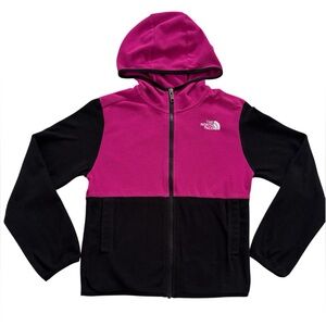 The North Face Girls Hoodie Glacier Full Zip Fleece Pink Black Size M(10)